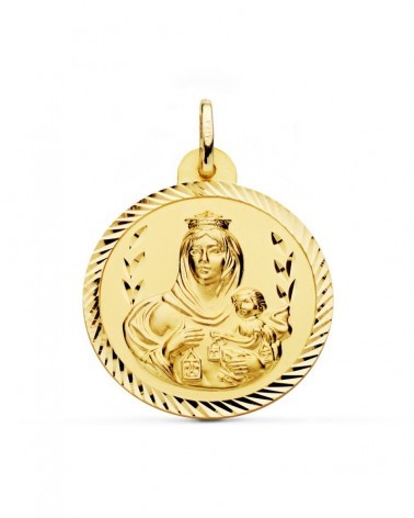 Escapulario oro 18k Virgen del Carmen y Corazón Jesús 28mm