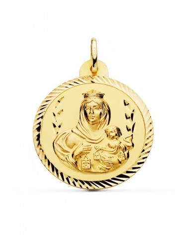 Escapulario oro 18k Virgen del Carmen y Corazón de Jesús 30mm