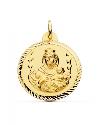Escapulario oro 18k Virgen del Carmen y Corazón de Jesús 30mm