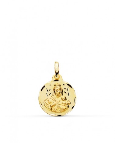 Escapulario oro 18k Virgen del Carmen Corazón de Jesús 14mm