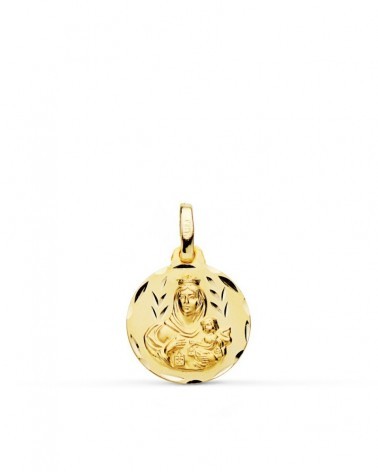 Escapulario oro 18k Virgen del Carmen Corazón de Jesús 14mm