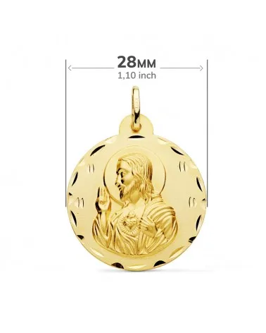 Escapulario oro 18k Virgen del Carmen y Corazón de Jesús 28mm