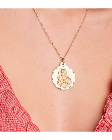Escapulario oro 18k Virgen del Carmen Corazón de Jesús 30mm