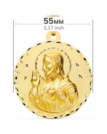 Escapulario oro 18k Virgen del Carmen Corazón de Jesús 55mm