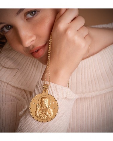 Escapulario oro 18k Virgen del Carmen Corazón de Jesús 55mm
