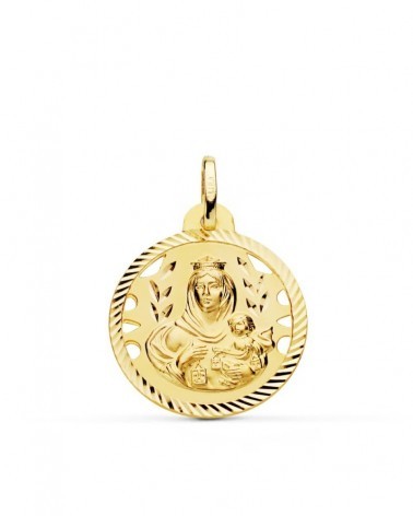 Escapulario oro 18k Virgen del Carmen y Corazón de Jesús 22 mm