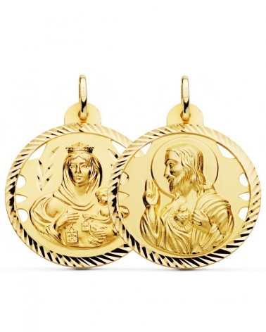 Escapulario Virgen del Carmen oro 18k calado hélice 30 mm