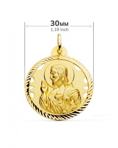 Escapulario Virgen del Carmen oro 18k calado hélice 30 mm