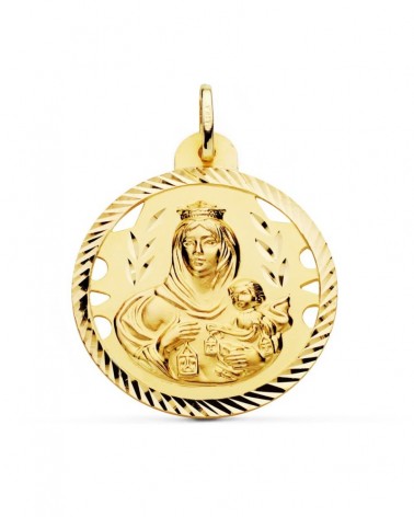 Escapulario Virgen del Carmen oro 18k calado hélice 30 mm