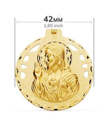 Escapulario oro 18k Virgen del Carmen y Corazón de Jesús 42mm