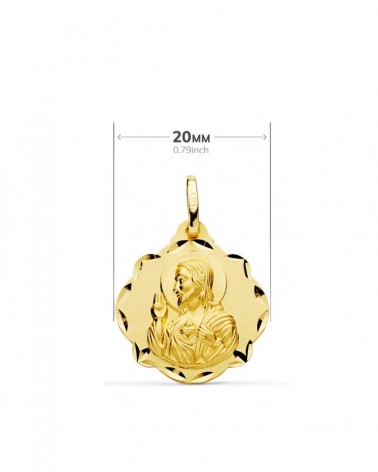Escapulario oro 18k Virgen del Carmen y Corazón de Jesús 20mm