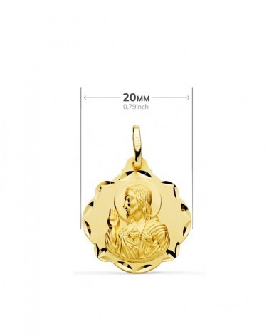 Escapulario oro 18k Virgen del Carmen y Corazón de Jesús 20mm