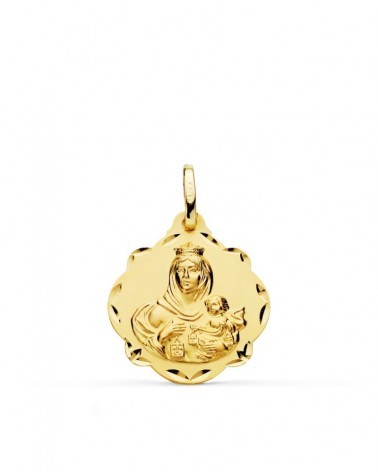 Escapulario oro 18k Virgen del Carmen y Corazón de Jesús 20mm