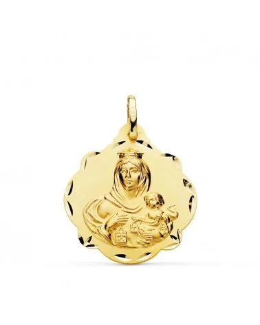 Escapulario oro 18k Virgen del Carmen Corazón de Jesús 24mm 3,1 gramos