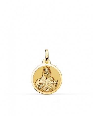 Escapulario oro amarillo 18k Virgen del Carmen y Corazón Jesús 14mm