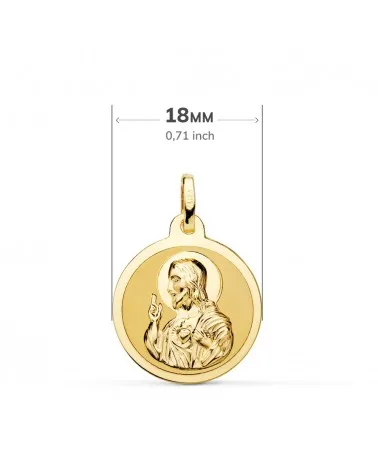 Escapulario oro 18k Virgen Carmen Corazón Jesús 18mm