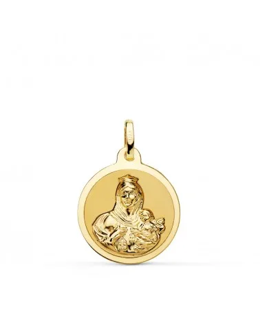 Escapulario oro 18k Virgen Carmen Corazón Jesús 18mm