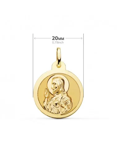 Escapulario oro 18k Virgen del Carmen y Corazón de Jesús 20mm
