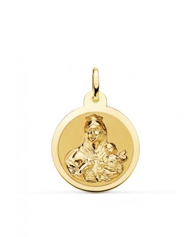 Escapulario oro 18k Virgen del Carmen y Corazón de Jesús 22 mm