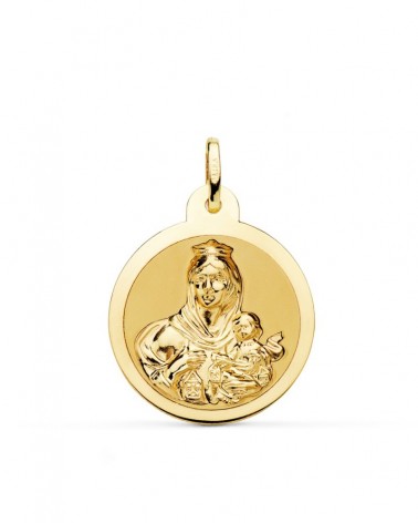 Escapulario oro 18k Virgen del Carmen y Corazón de Jesús 24mm