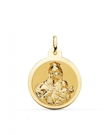 Escapulario oro 18k Virgen del Carmen y Corazón de Jesús 24mm