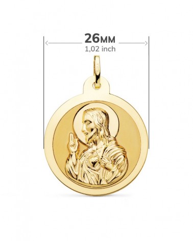 Escapulario oro 18k Virgen del Carmen y Corazón de Jesús 26mm