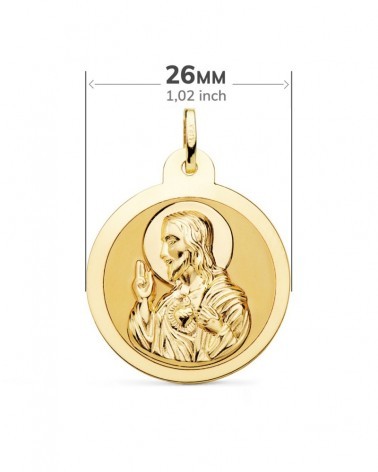Escapulario oro 18k Virgen del Carmen y Corazón de Jesús 26mm