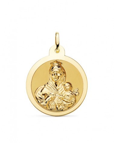 Escapulario oro 18k Virgen del Carmen y Corazón de Jesús 26mm