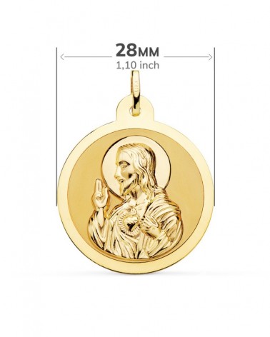 Escapulario oro 18k Virgen del Carmen Corazón de Jesús 28mm