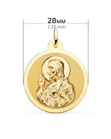 Escapulario oro 18k Virgen del Carmen Corazón de Jesús 28mm