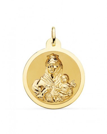 Escapulario oro 18k Virgen del Carmen Corazón de Jesús 28mm