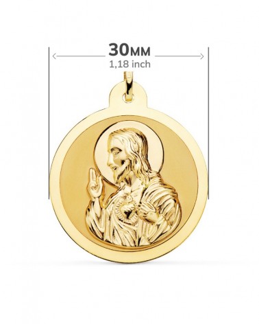 Escapulario oro 18k Virgen Carmen y Corazón Jesús 30mm