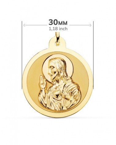 Escapulario oro 18k Virgen Carmen y Corazón Jesús 30mm