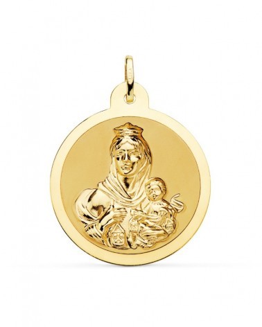 Escapulario oro 18k Virgen Carmen y Corazón Jesús 30mm