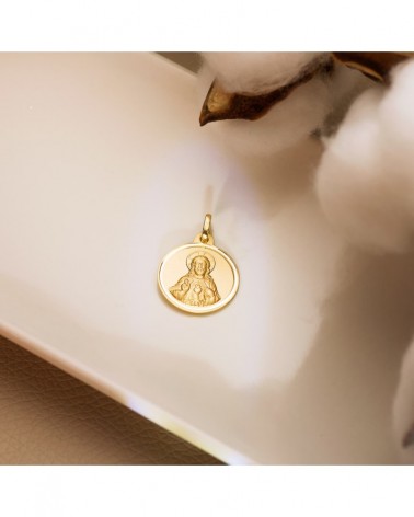 Medalla oro 18k Corazón de Jesús bisel 18mm