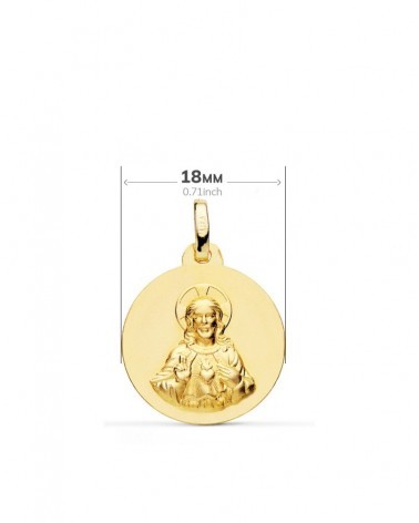 Escapulario oro 18k Virgen del Carmen y Corazón Jesús 18mm