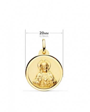 Escapulario oro 18k Virgen del Carmen Sagrado Corazón 20mm