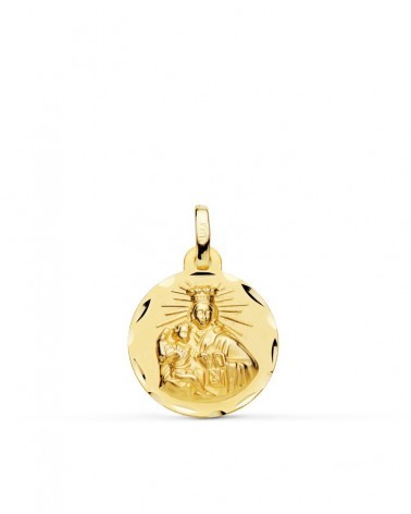 Escapulario oro 18k Virgen del Carmen y Corazón de Jesús 16mm