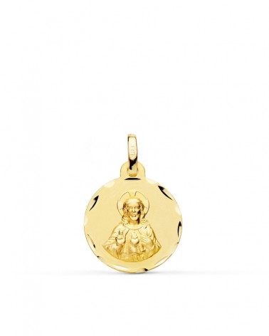 Escapulario oro 18k Virgen del Carmen y Corazón de Jesús 16mm