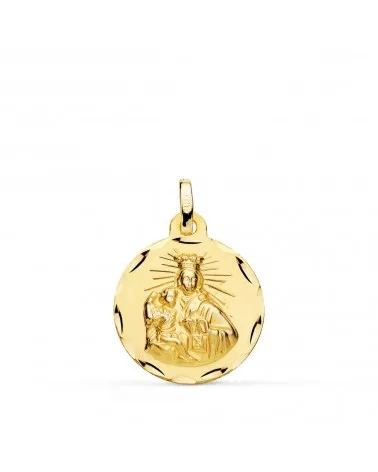 Escapulario oro 18k Virgen Carmen Corazón Jesús 18mm