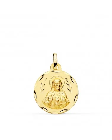 Escapulario oro 18k Virgen Carmen Corazón Jesús 18mm