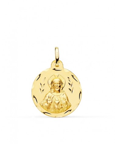Escapulario oro 18k Virgen del Carmen Corazón Jesús 20mm