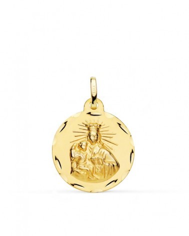 Escapulario oro 18k Virgen del Carmen Corazón Jesús 20mm