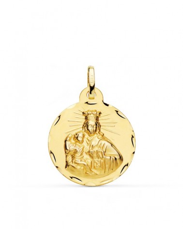 Escapulario oro 18k Virgen del Carmen y Corazón Jesús 22mm