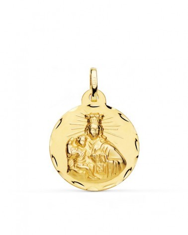 Escapulario oro 18k Virgen del Carmen y Corazón Jesús 22mm
