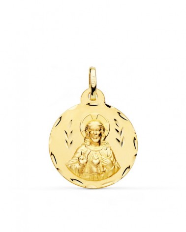 Escapulario oro 18k Virgen del Carmen y Corazón Jesús 22mm