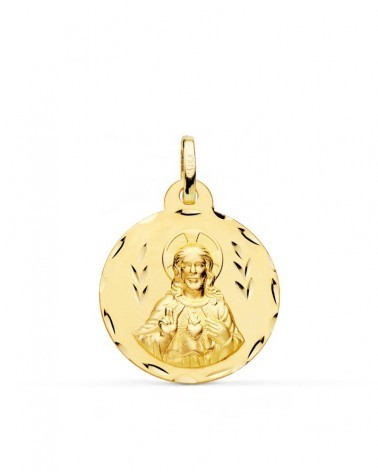 Escapulario oro 18k Virgen del Carmen y Corazón Jesús 22mm