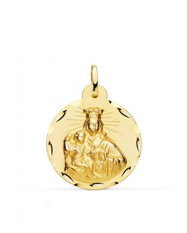 Escapulario oro 18k Virgen del Carmen y Corazón de Jesús 24mm