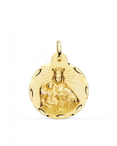 Escapulario oro 18k Virgen del Carmen y Corazón de Jesús 24mm