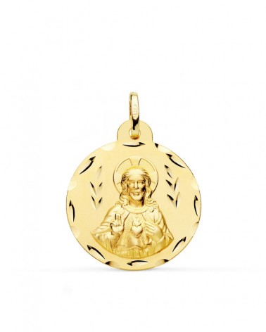 Escapulario oro 18k Virgen del Carmen y Corazón de Jesús 24mm